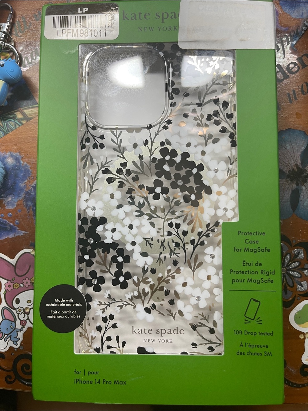 kate spade Black, White & Gold Floral Clear MagSafe iPhone 14 Pro Max